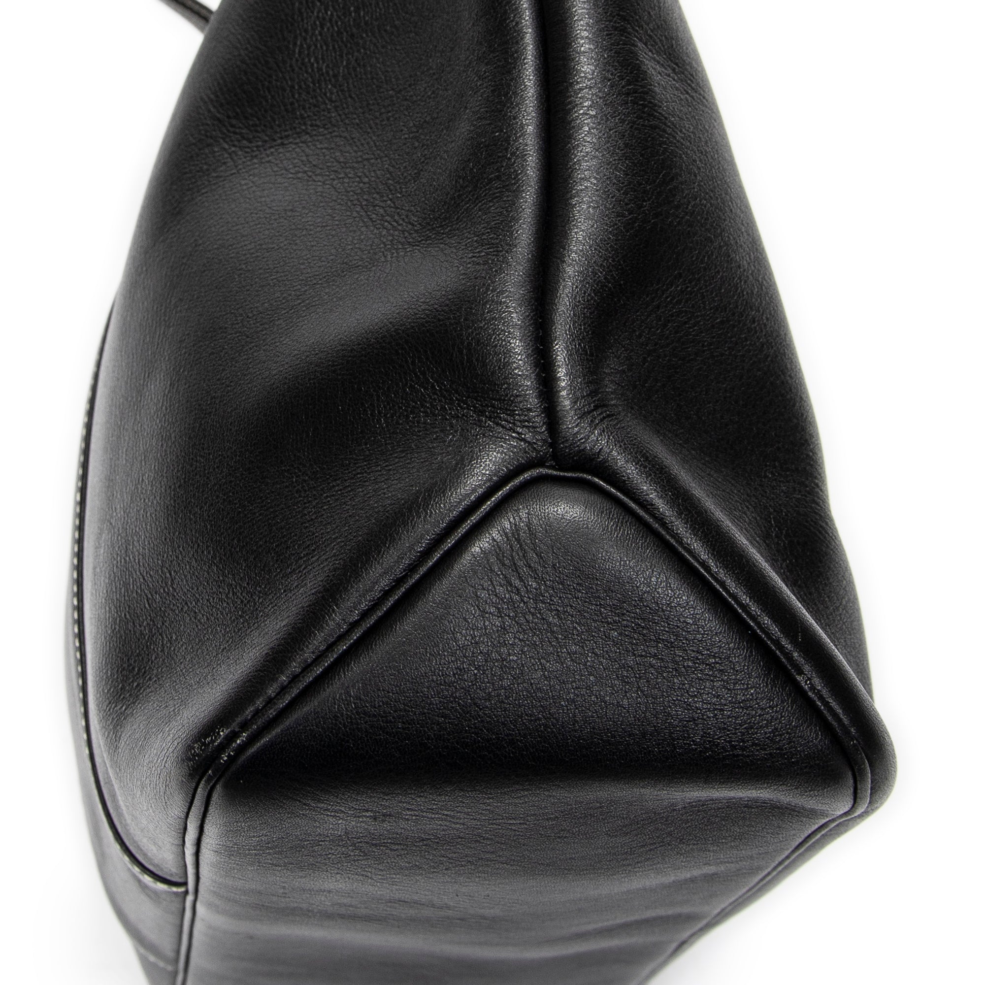 Shoulder Bag CD Zip Shopping Tote Black Calfskin Leather