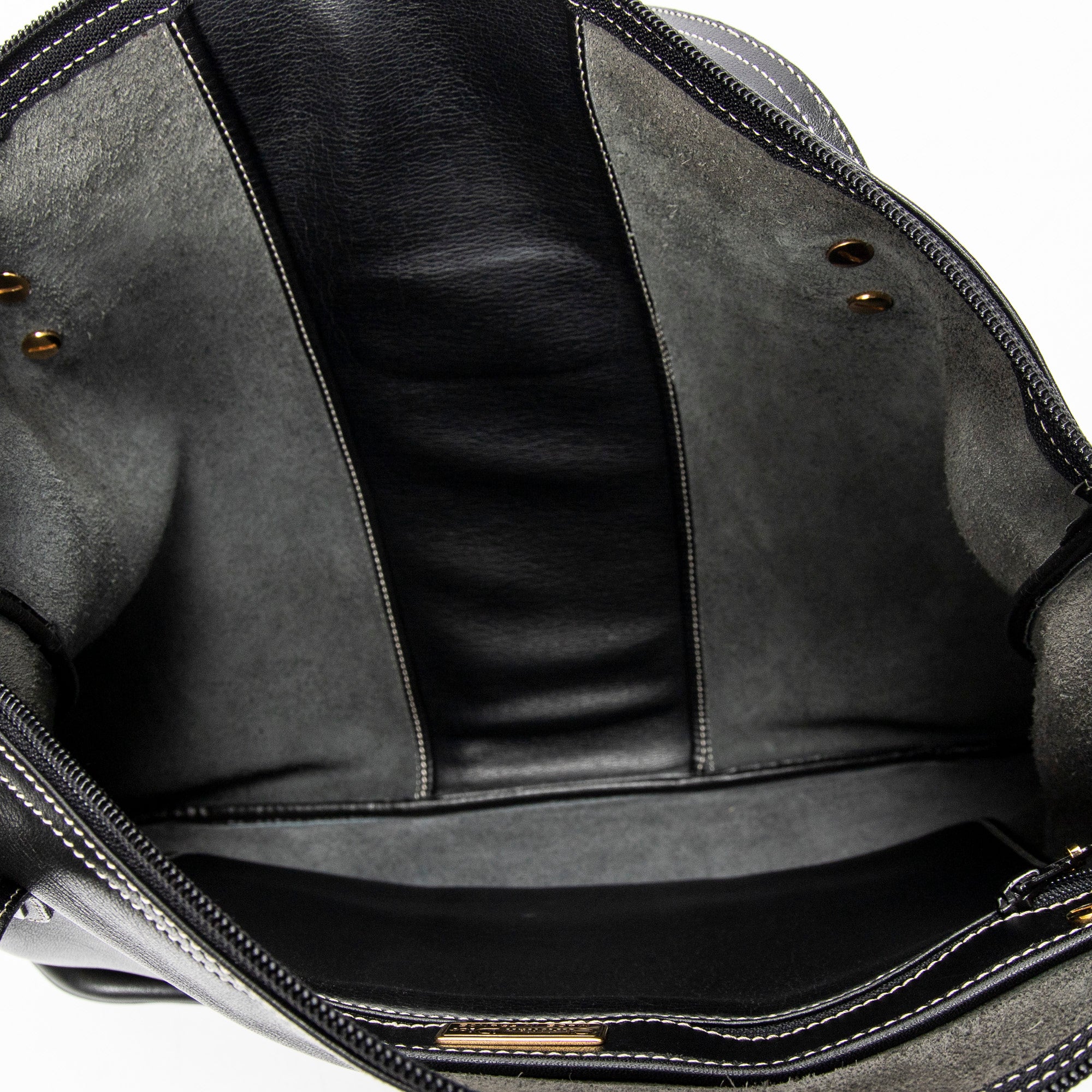 Shoulder Bag CD Zip Shopping Tote Black Calfskin Leather