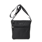 Shoulder Bag Messenger Crossbody Black Monogrammed Nylon Canvas