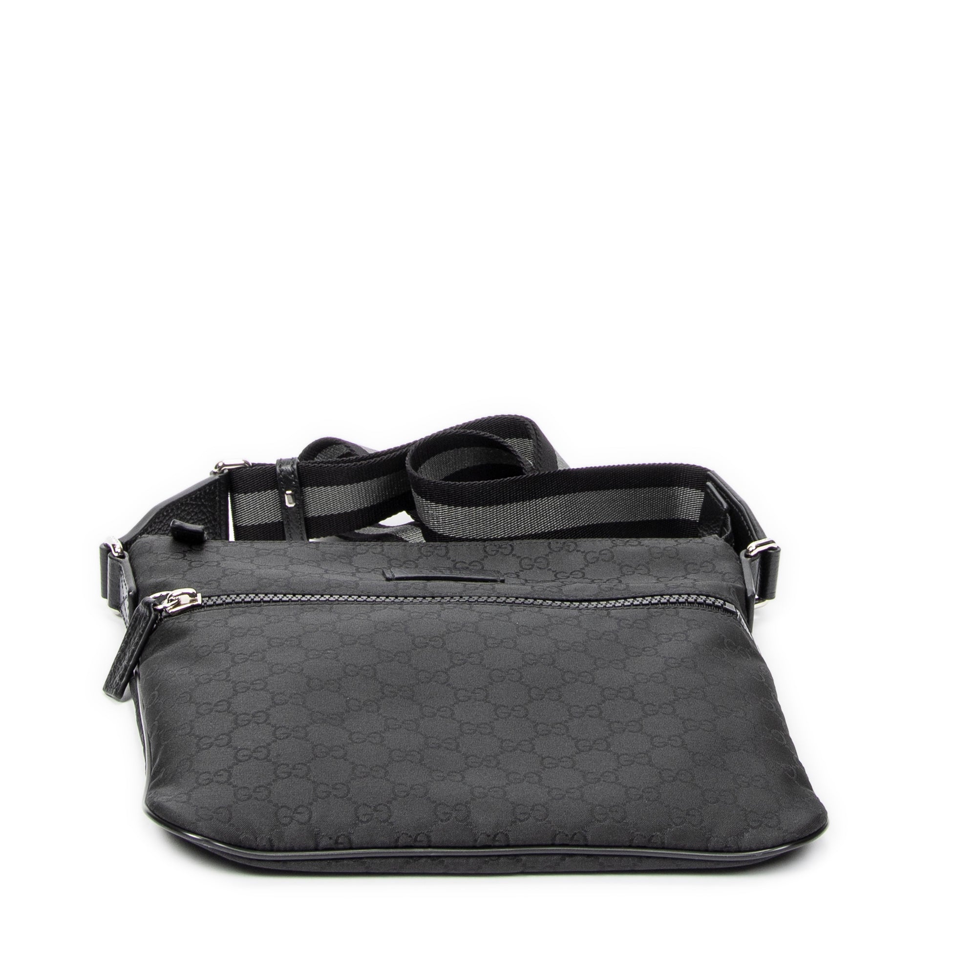 Shoulder Bag Messenger Crossbody Black Monogrammed Nylon Canvas