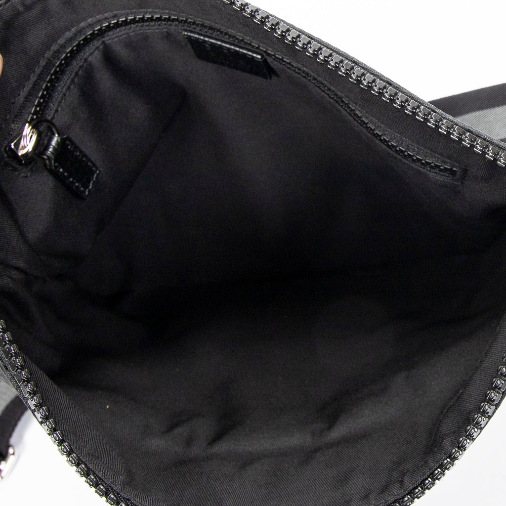 Shoulder Bag Messenger Crossbody Black Monogrammed Nylon Canvas