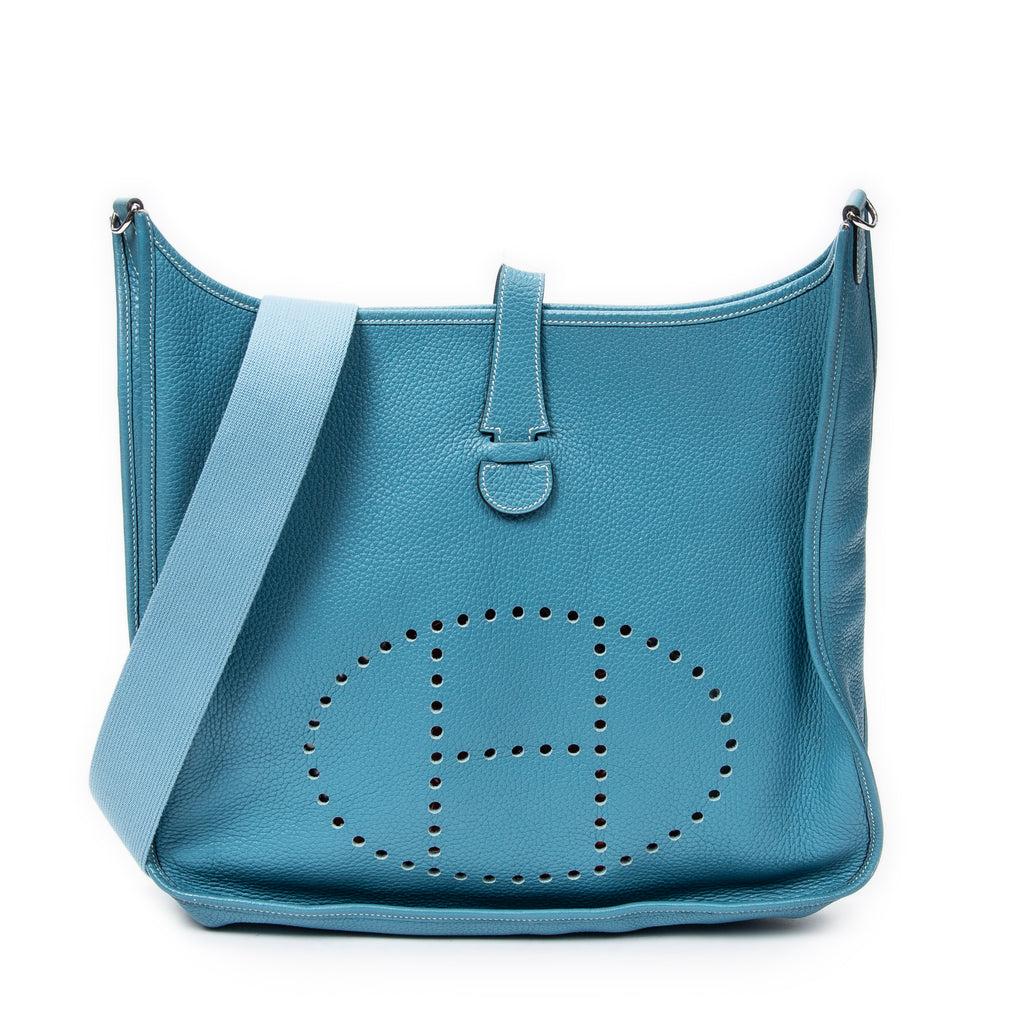 Shoulder Bag Evelyne II TGM Blue Jean Clemence Leather