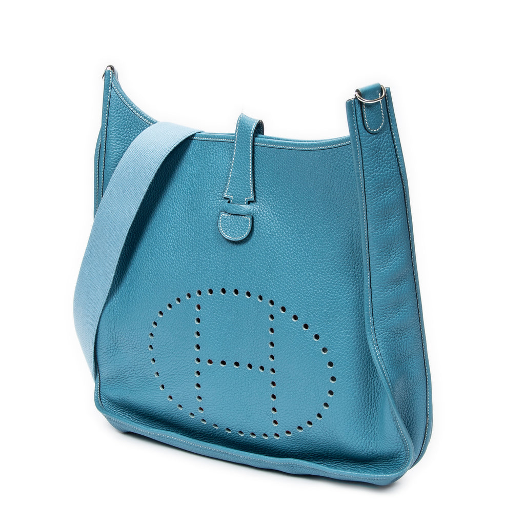 Shoulder Bag Evelyne II TGM Blue Jean Clemence Leather