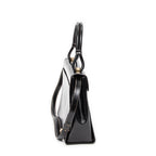 Shoulder Bag Vintage Flap Top Handle Black Smooth Calfskin Leather