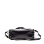 Shoulder Bag Vintage Flap Top Handle Black Smooth Calfskin Leather