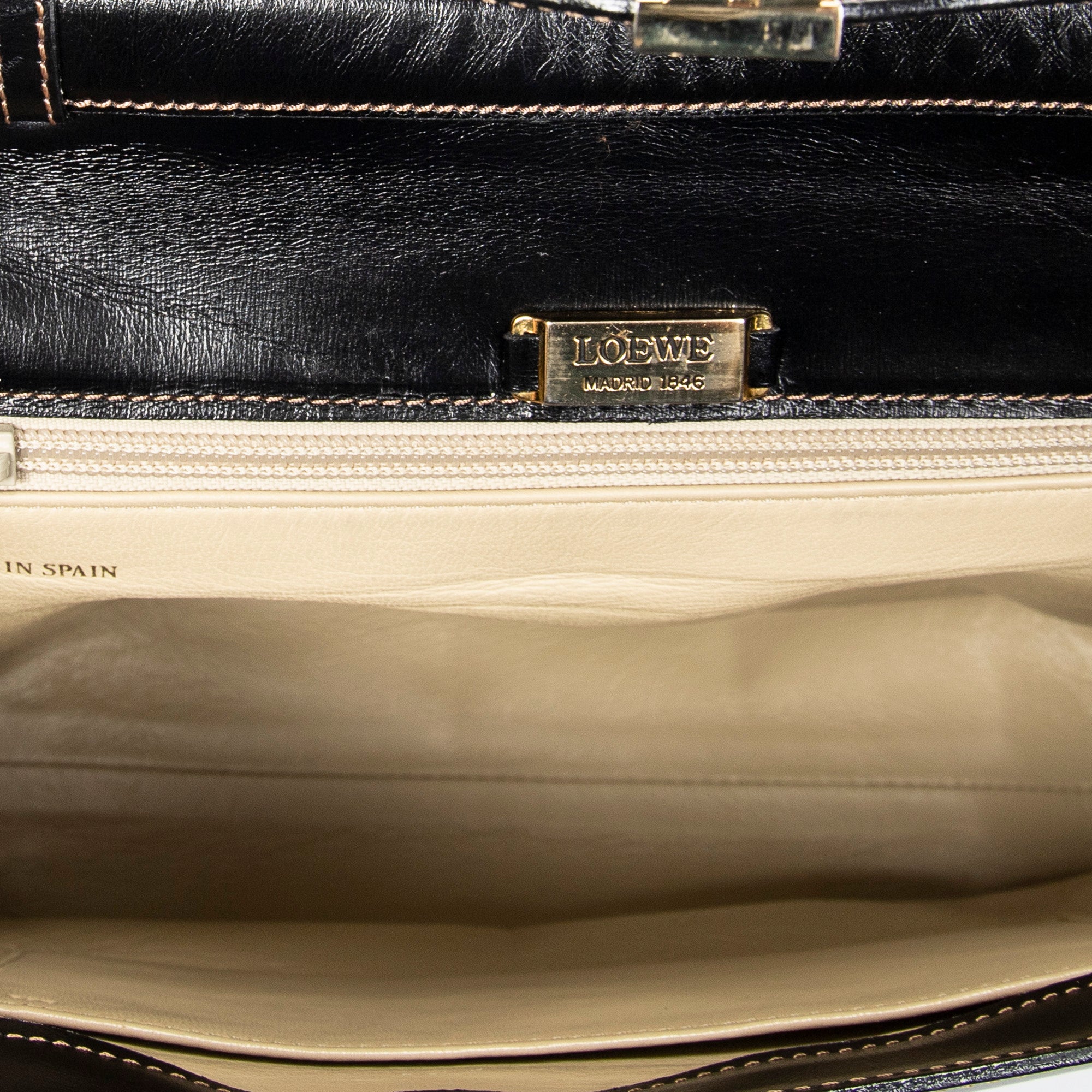 Shoulder Bag Vintage Flap Top Handle Black Smooth Calfskin Leather