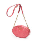Bolso de hombro Oval Chain Crossbody de cuero matelassé rosa Diagramme