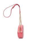 Bolso de hombro Oval Chain Crossbody de cuero matelassé rosa Diagramme