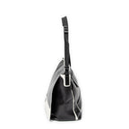 Bolso de hombro con solapa grande, tipo bandolera, de piel de becerro negra