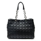 Shoulder Bag Medium Soft Shopping Tote Black Cannage Calfskin Leather