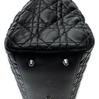 Shoulder Bag Medium Soft Shopping Tote Black Cannage Calfskin Leather