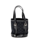 Handbag Micro Mini Bucket Black Monogram Satin