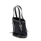 Handbag Micro Mini Bucket Black Monogram Satin