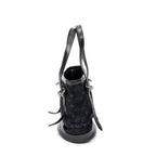 Handbag Micro Mini Bucket Black Monogram Satin