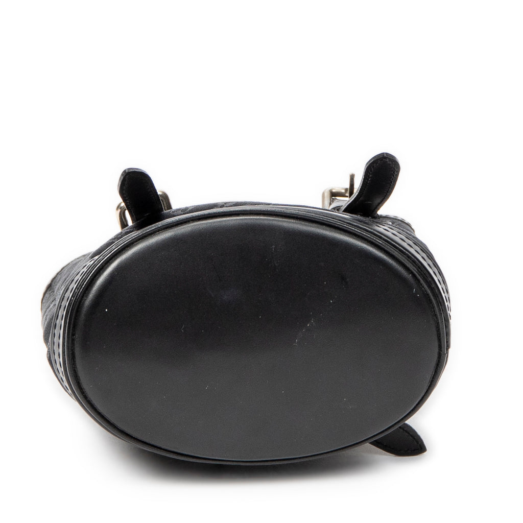 Handbag Micro Mini Bucket Black Monogram Satin