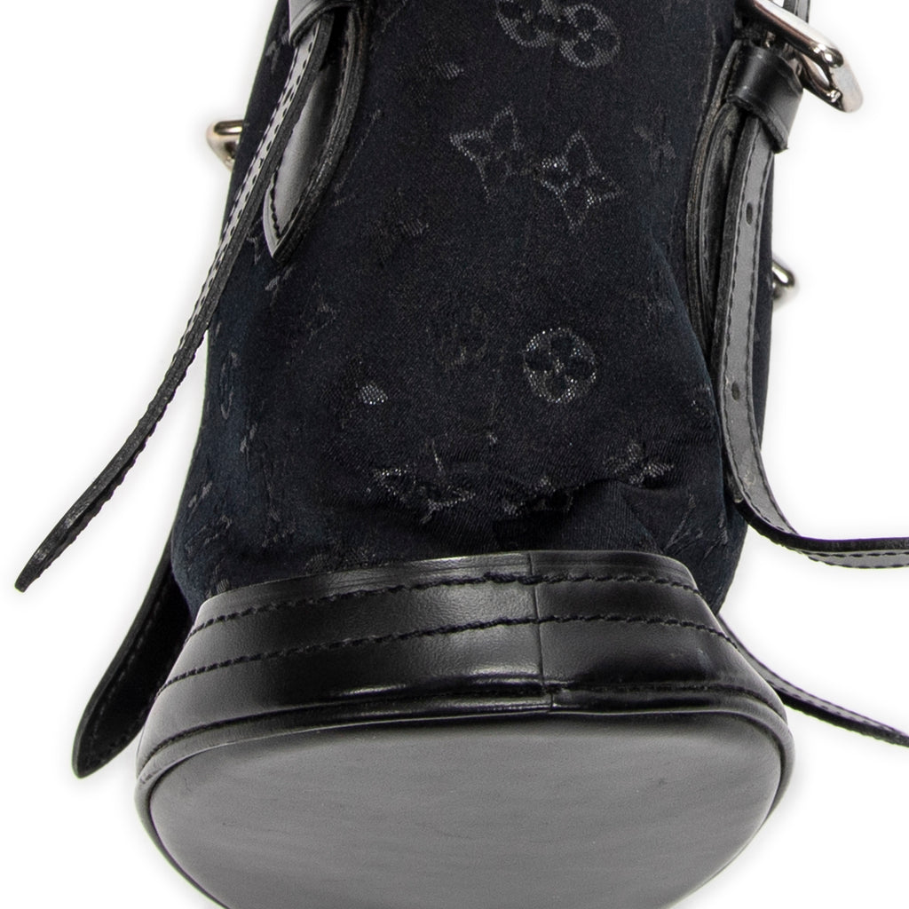 Handbag Micro Mini Bucket Black Monogram Satin