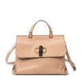 Shoulder Bag Medium Bamboo Daily Top Handle Beige Grained Calfskin Leather