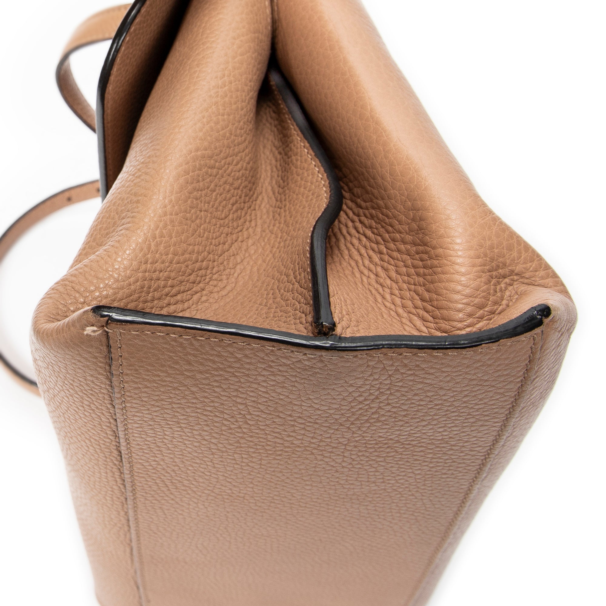 Shoulder Bag Medium Bamboo Daily Top Handle Beige Grained Calfskin Leather
