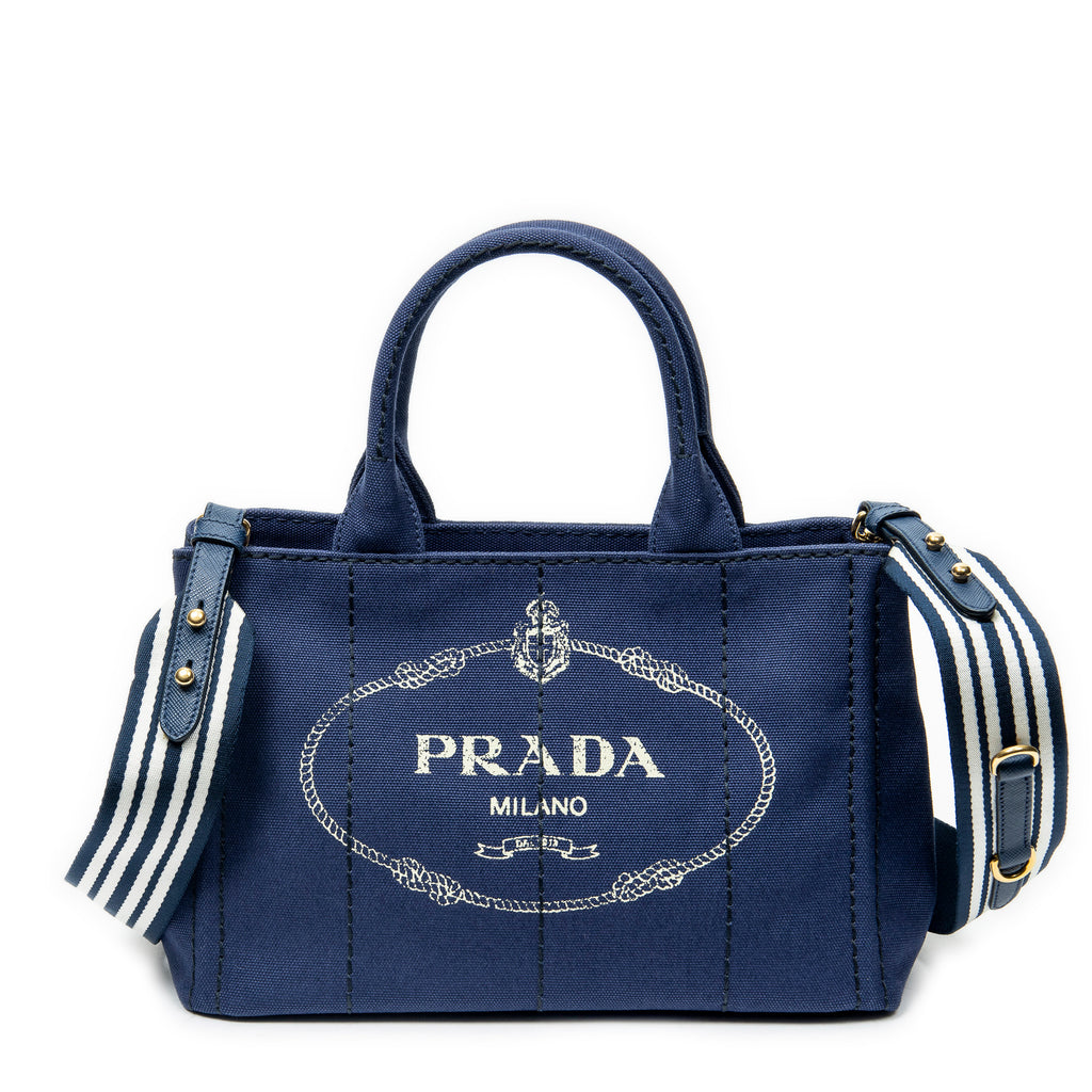 Bolso de Hombro Pequeño Canapa Tote Lona Canapa Azul