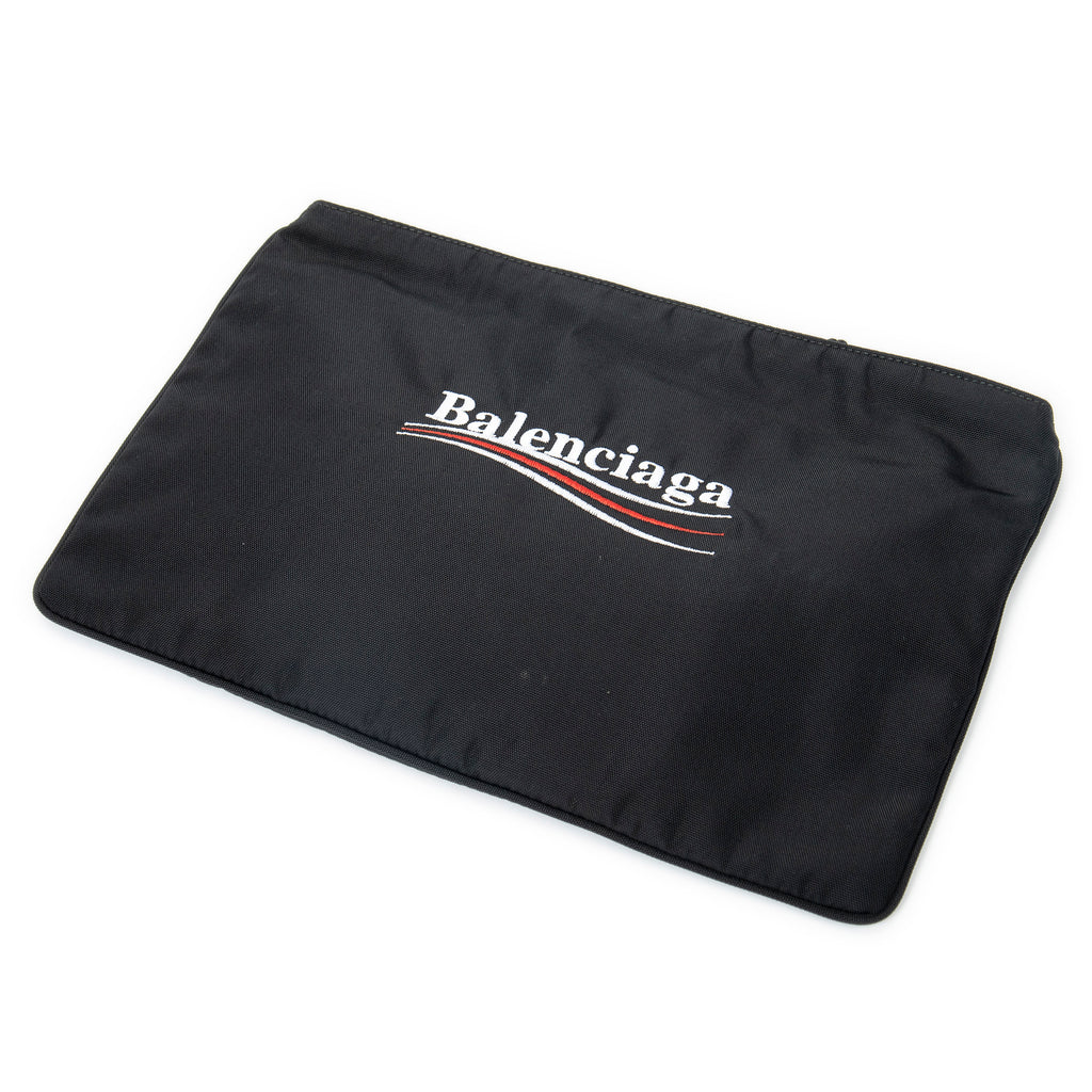 Clutch plano con cremallera Clutch de nailon y lona negro