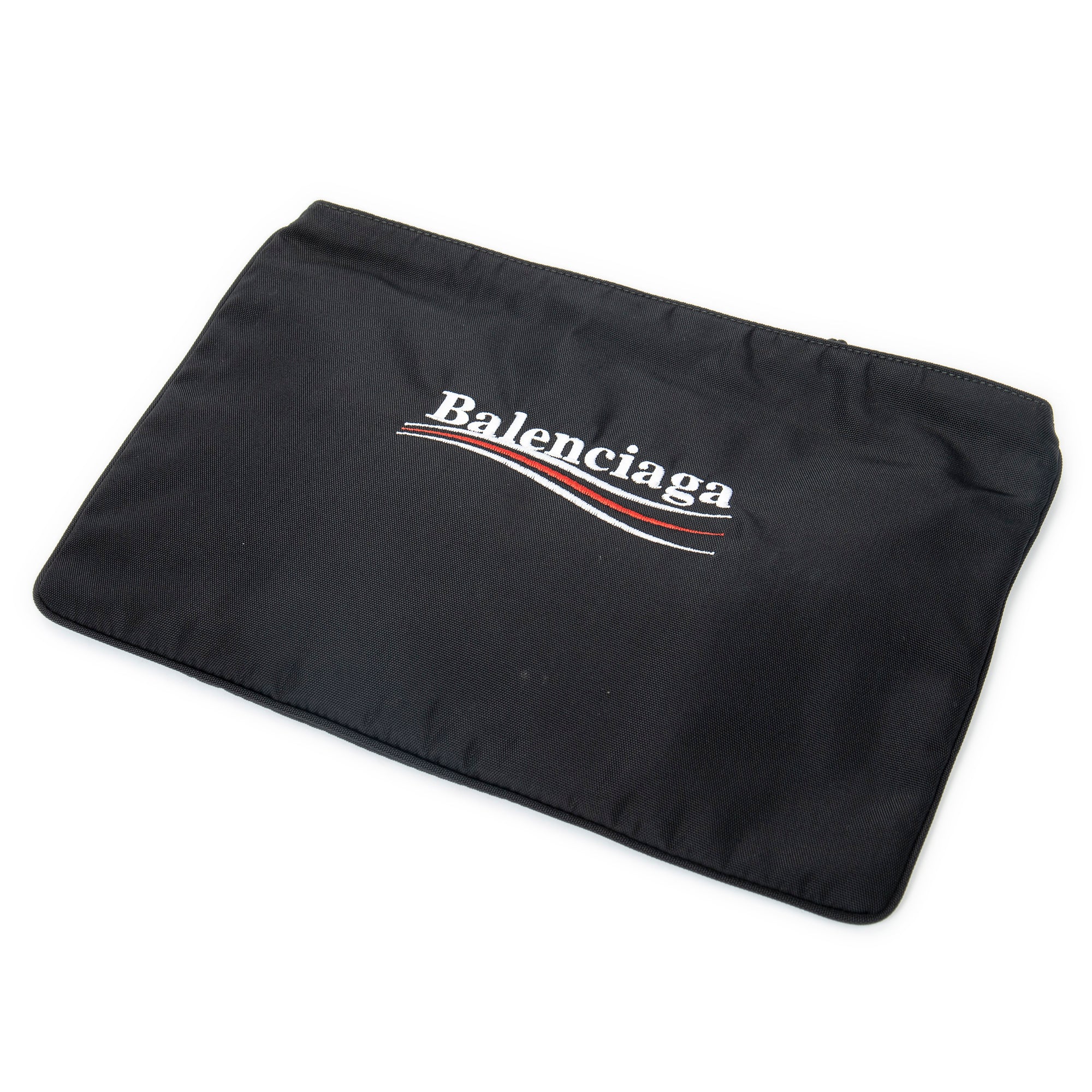 Clutch Flat Zip Clutch Black Nylon Canvas