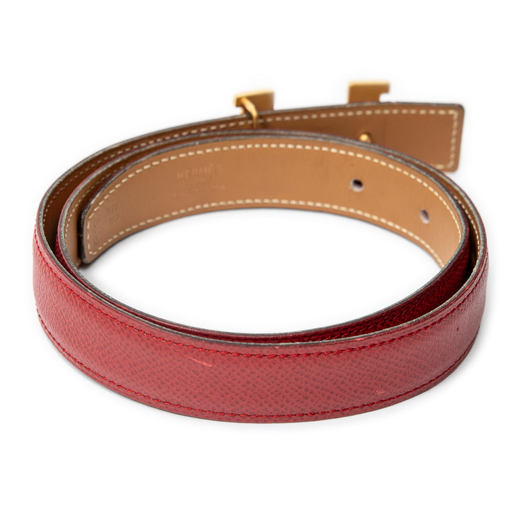 Belt H Constance Belt 65 Red Courchevel Leather