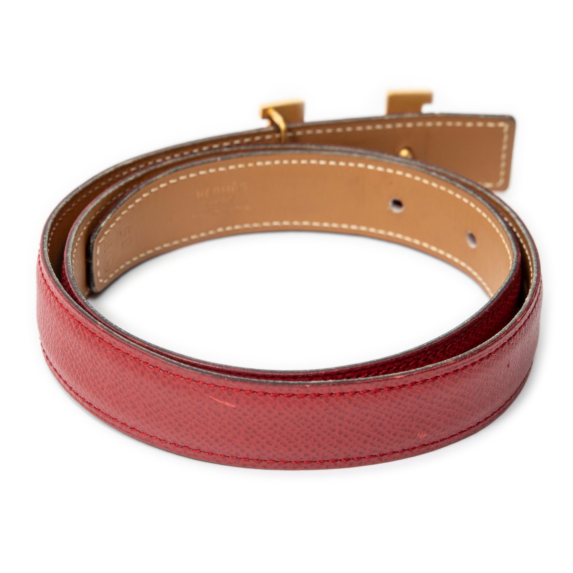 Belt H Constance Belt 65 Red Courchevel Leather