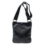 Shoulder Bag Anagram Flat Crossbody Black Calfskin Leather