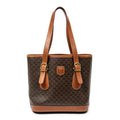 Bolso de hombro tipo cubo Macadam de lona revestida marrón