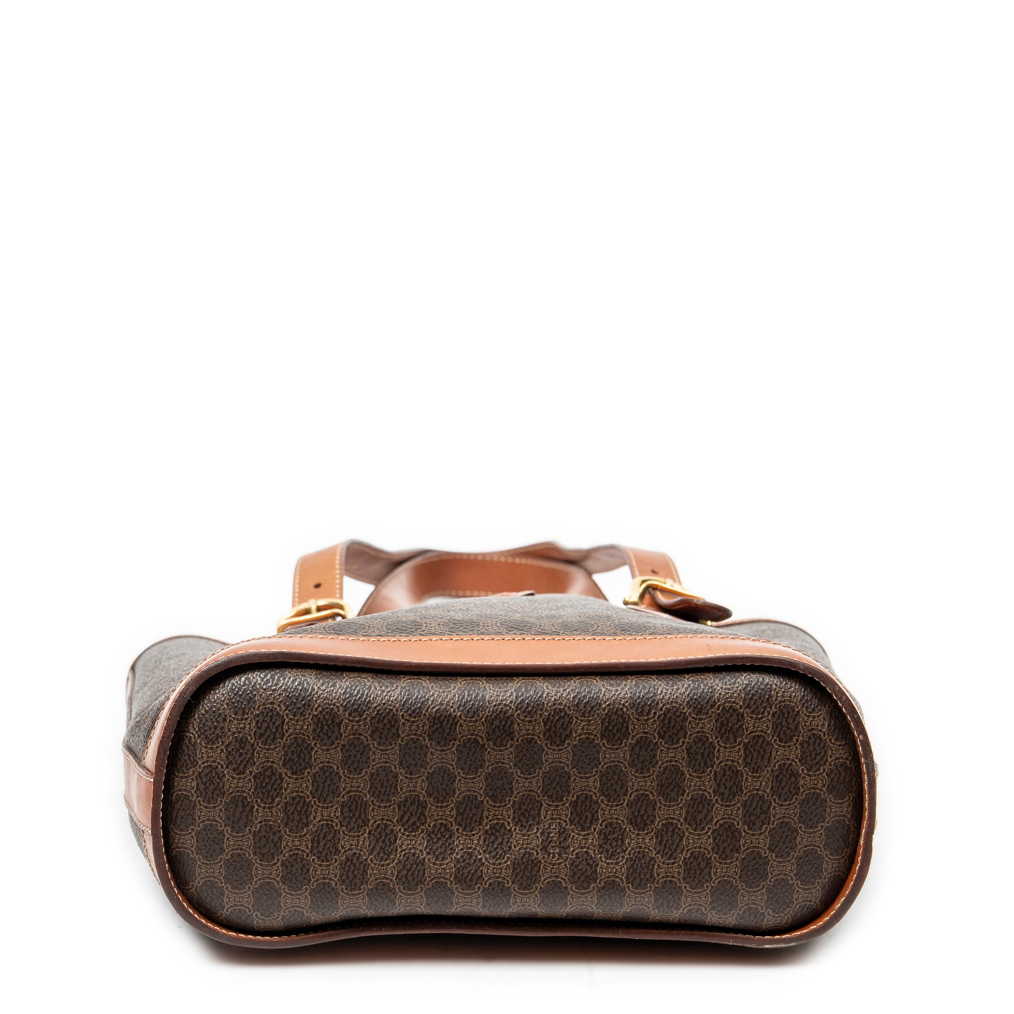 Bolso de hombro tipo cubo Macadam de lona revestida marrón