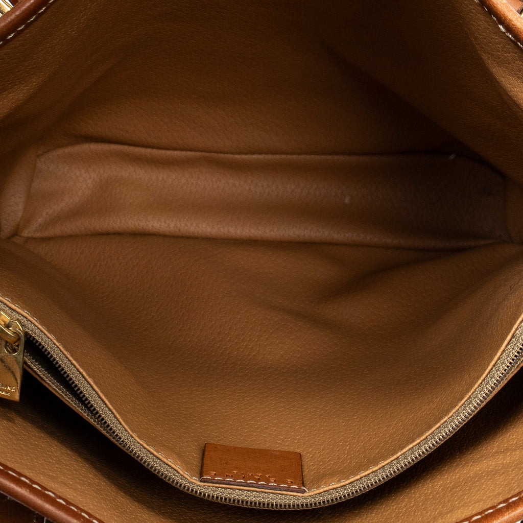 Bolso de hombro tipo cubo Macadam de lona revestida marrón