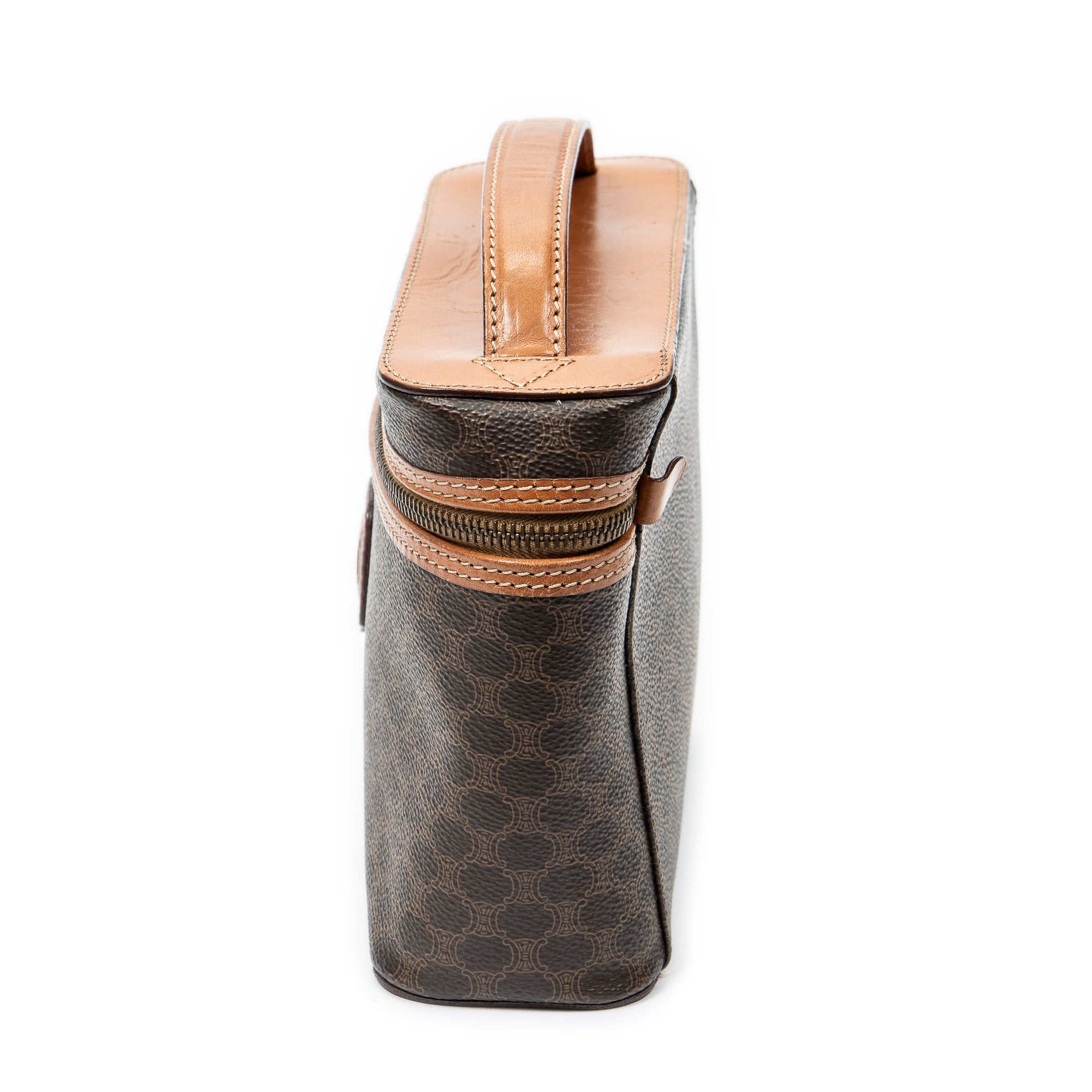 Pouch Top Handle Toiletry Pouch Brown Macadam Coated Canvas
