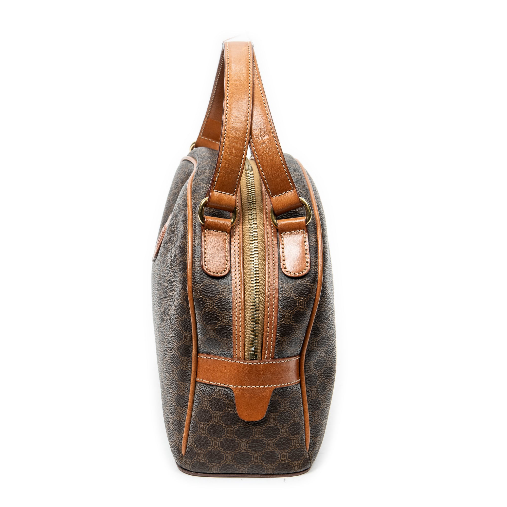 Handbag Dome Top Handle Brown Macadam Coated Canvas