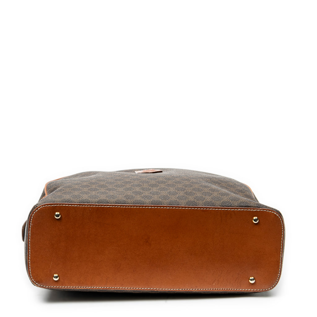 Bolso de mano con asa superior en forma de cúpula de lona recubierta Macadam marrón