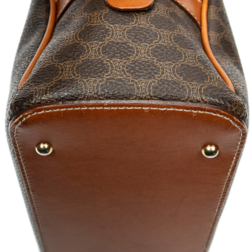 Bolso de mano con asa superior en forma de cúpula de lona recubierta Macadam marrón