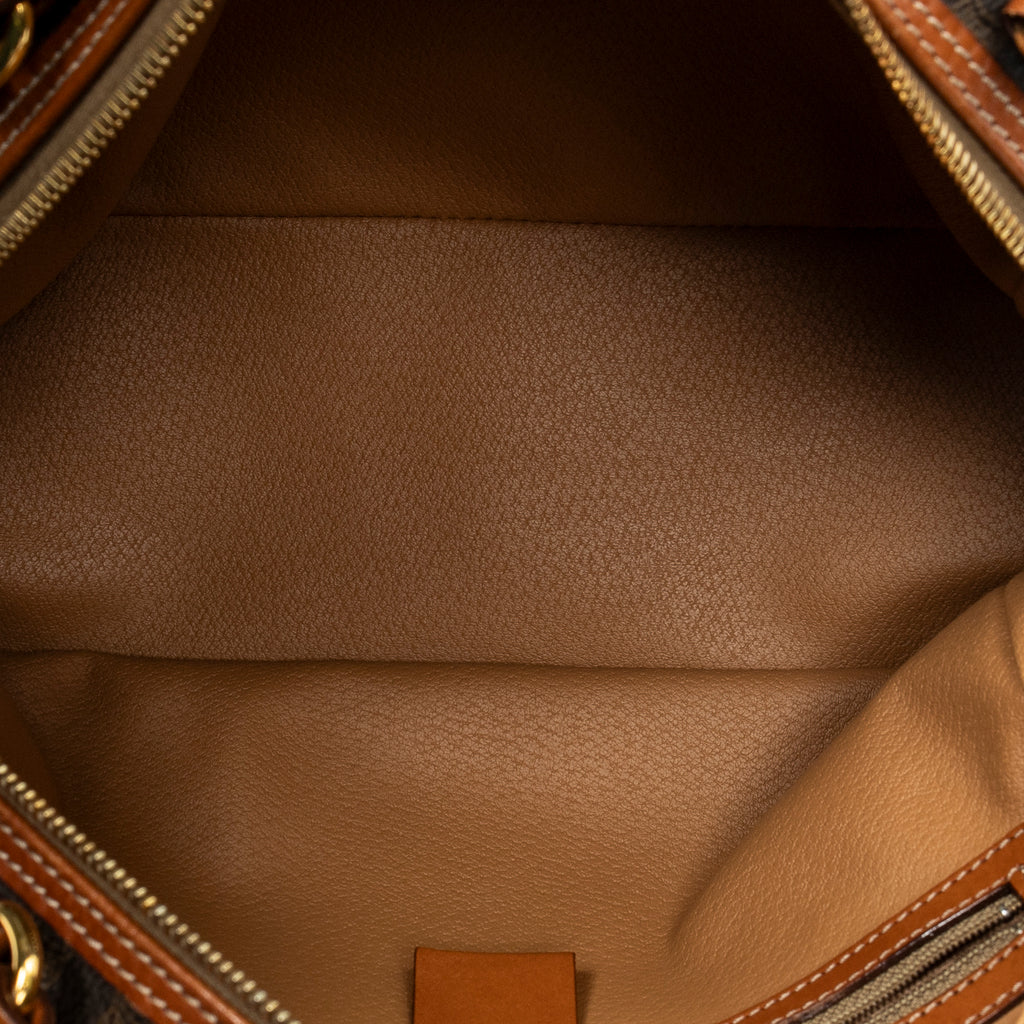 Bolso de mano con asa superior en forma de cúpula de lona recubierta Macadam marrón