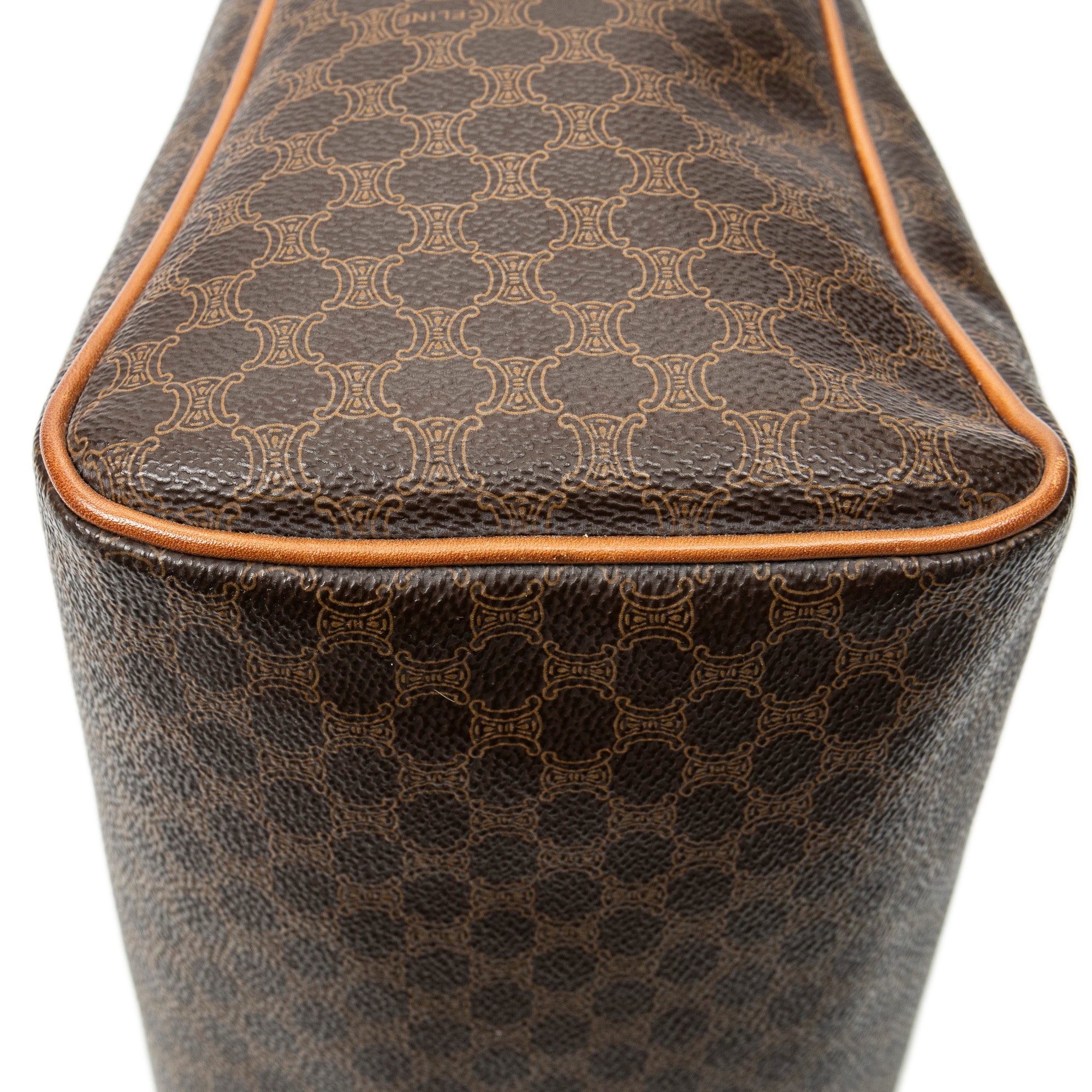 Handbag Vintage Small Slip Pocket Boston Brown Macadam Coated Canvas