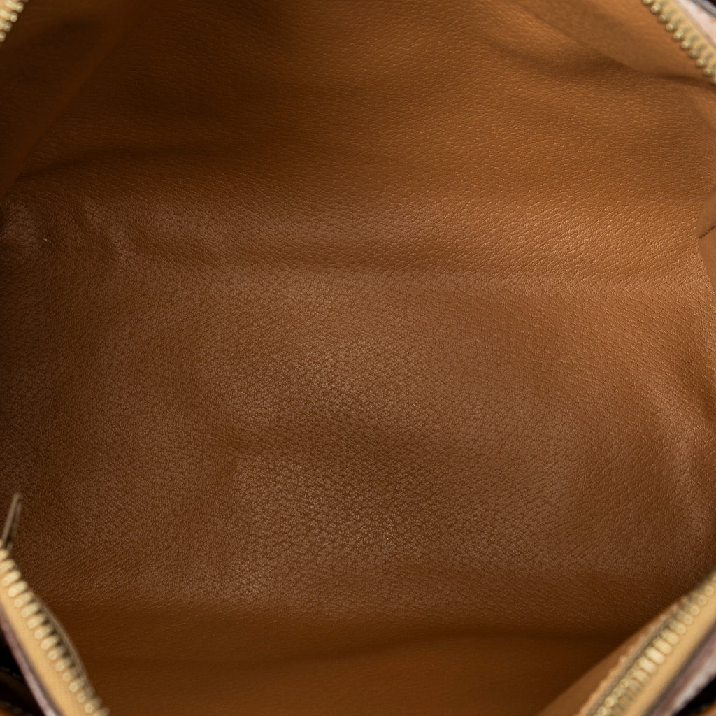 Handbag Vintage Small Slip Pocket Boston Brown Macadam Coated Canvas