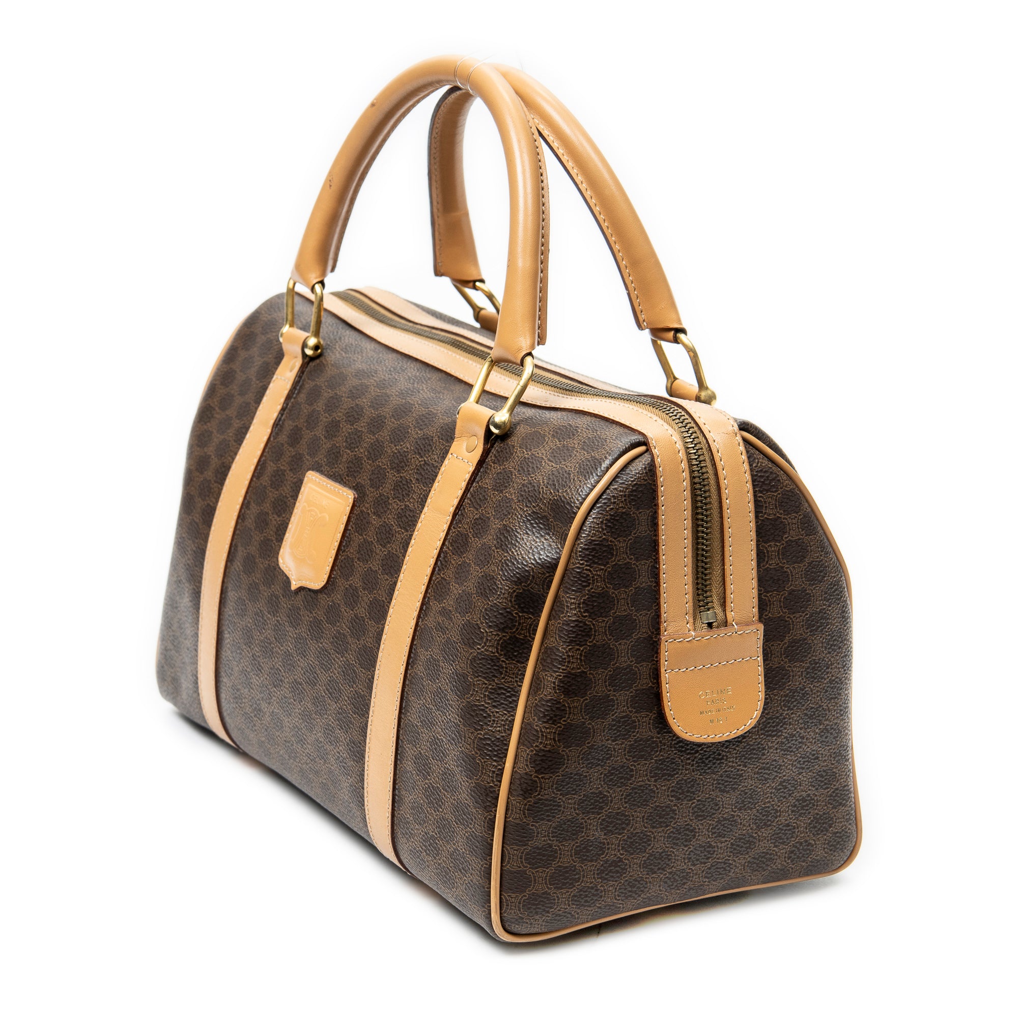 Handbag Vintage Small Boston Beige Macadam Coated Canvas