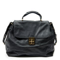 Shoulder Bag Large Elsie Satchel Black Grained Leather