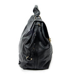 Shoulder Bag Large Elsie Satchel Black Grained Leather