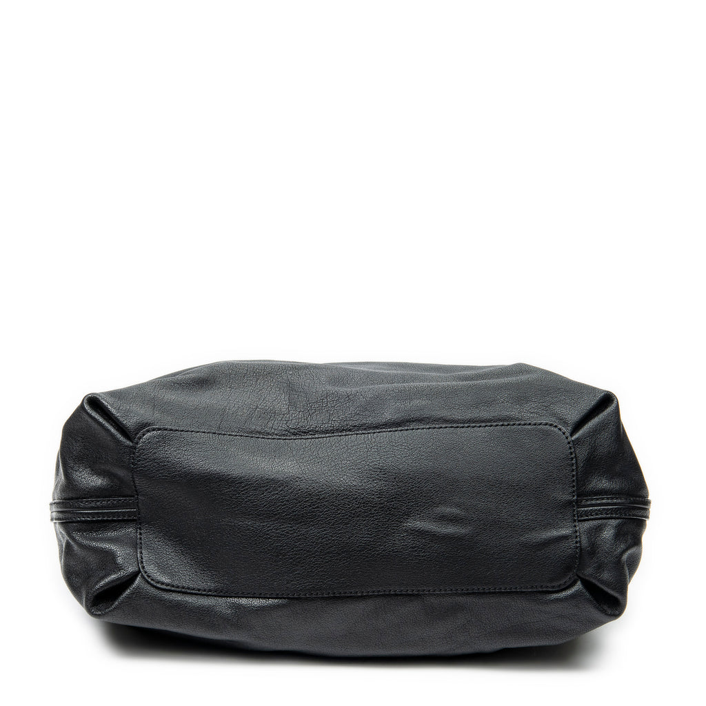 Shoulder Bag Large Elsie Satchel Black Grained Leather