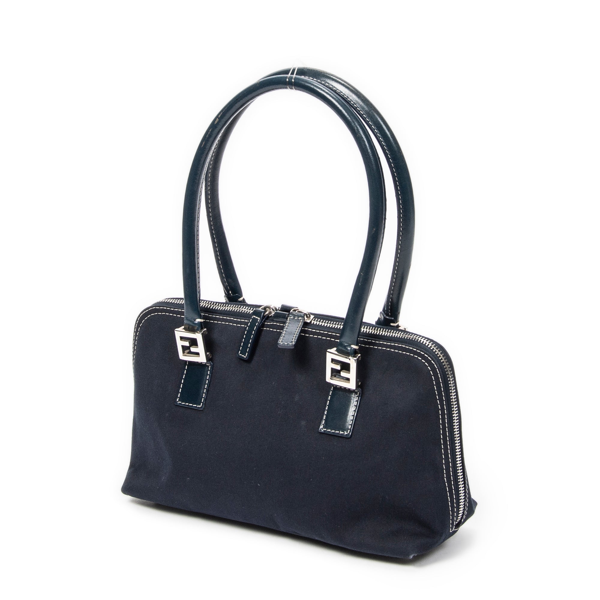 Shoulder Bag Small FF Boston Navy Canvas