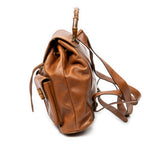 Mochila grande de bambú Piel de becerro color camel