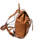 Mochila grande de bambú Piel de becerro color camel