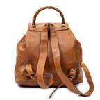 Mochila grande de bambú Piel de becerro color camel