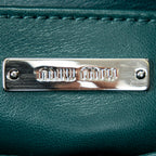 Shoulder Bag Pushlock Flap Top Handle Teal Nappa Matelasse Leather