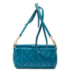 Shoulder Bag Frame Clutch Crossbody Blue Nappa Matelasse Leather