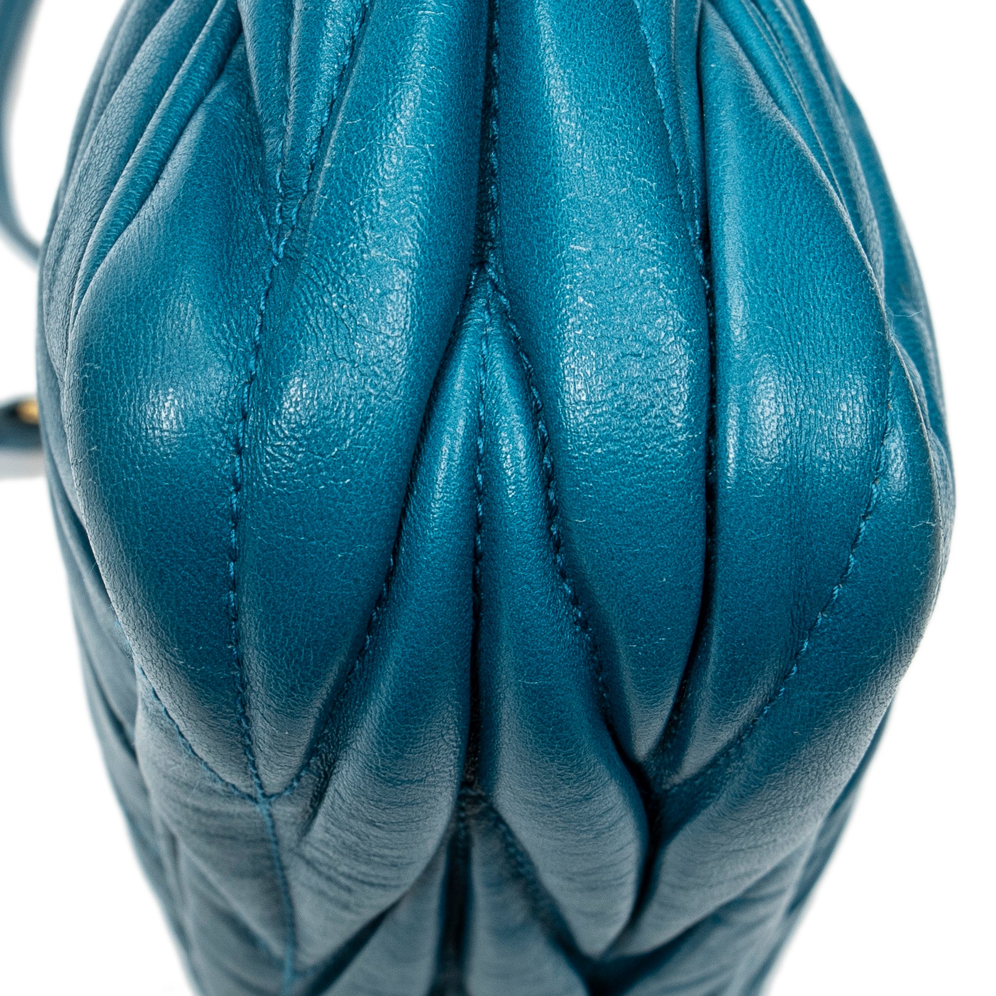 Shoulder Bag Frame Clutch Crossbody Blue Nappa Matelasse Leather