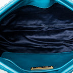 Shoulder Bag Frame Clutch Crossbody Blue Nappa Matelasse Leather